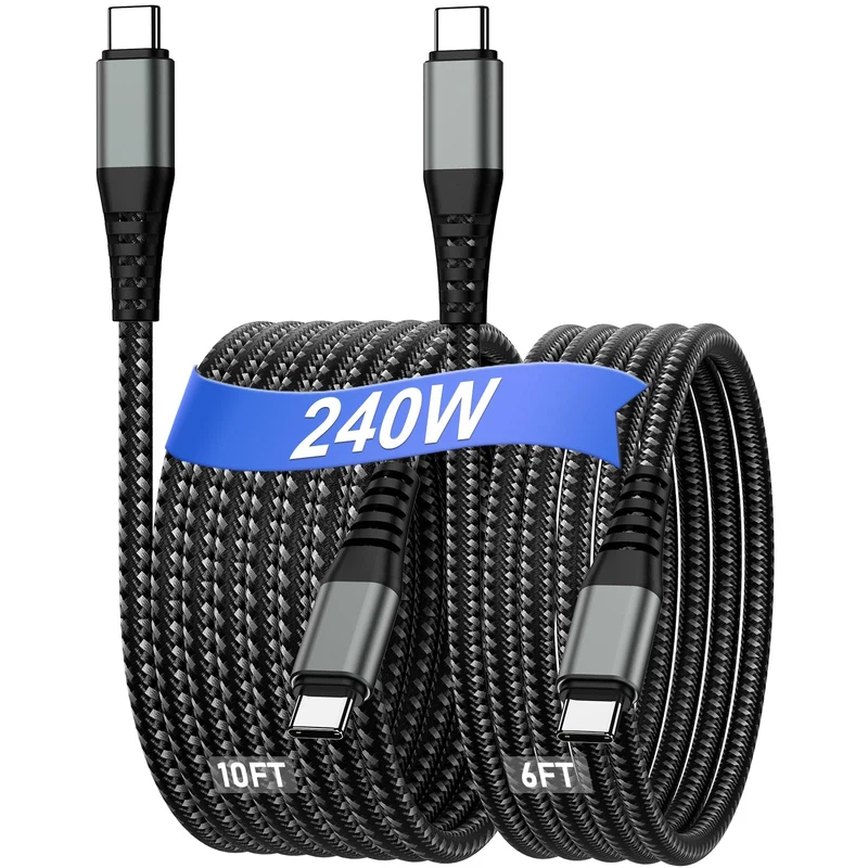 6/10FT USB C to USB C Cable, Long 240W USBC to USBC Cord Fast Charging