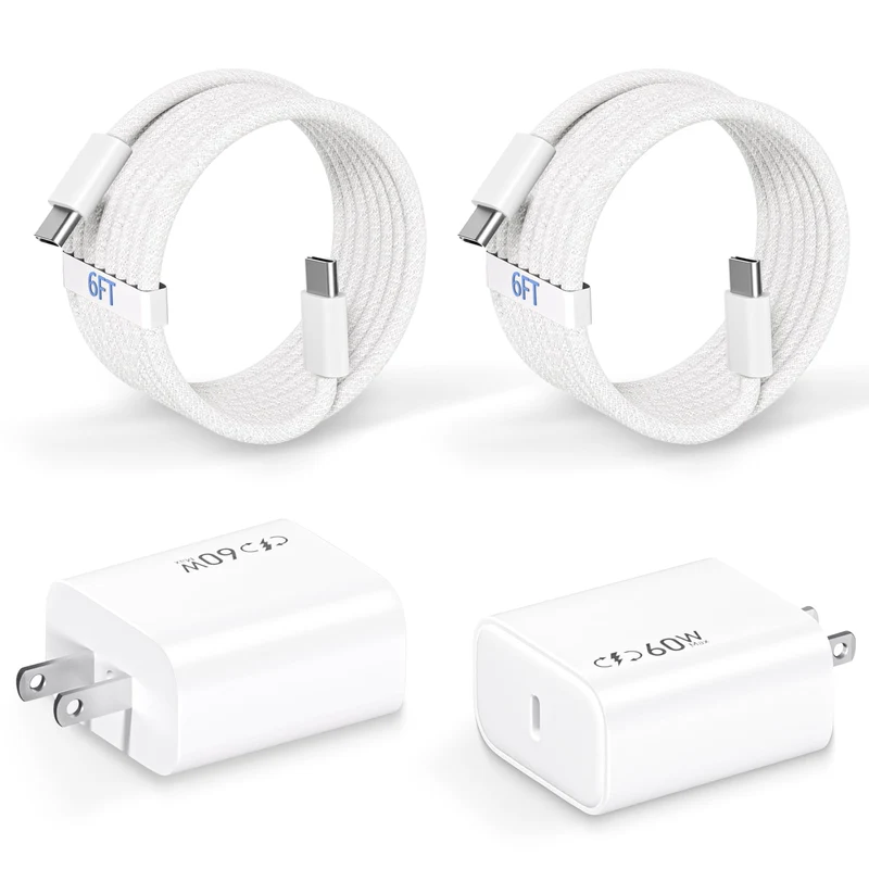 40W60W Apple Dynamic Power Adapter,Fast USB C Charger 2Pack iPhone Charger Fast Charging 6FT Type C Braided Charging Cables for