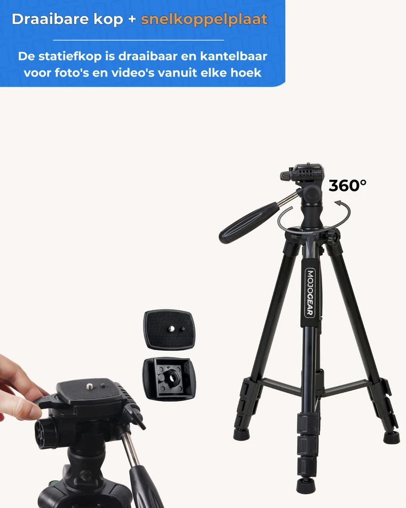 MOJOGEAR 167 cm 3-in-1-Stativ: Stativ, Einbeinstativ und horizontaler Arm