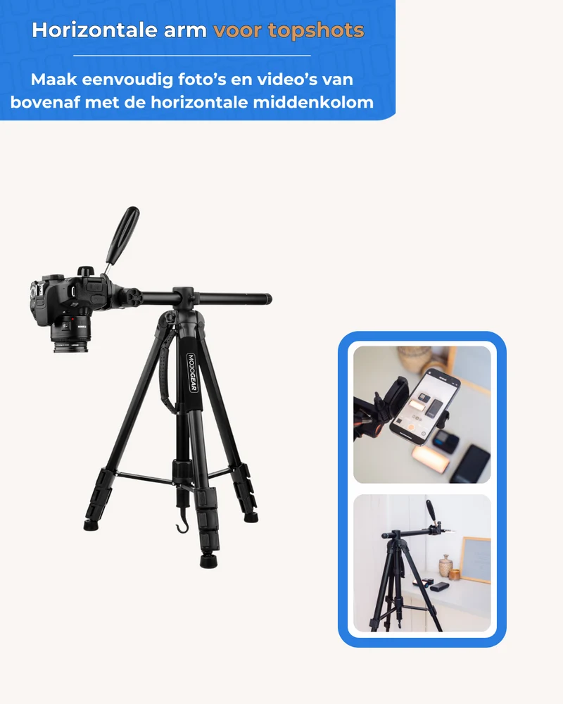 MOJOGEAR 167 cm 3-in-1-Stativ: Stativ, Einbeinstativ und horizontaler Arm