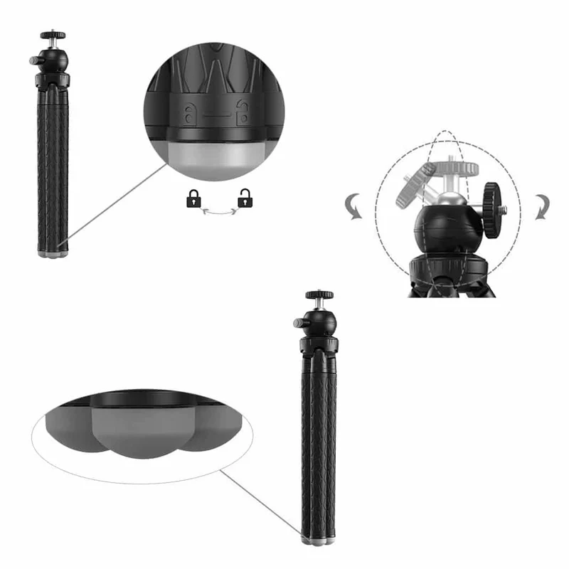 MOJOGEAR Telefonstativ mit ausziehbaren Beinen bis zu 110 cm – mit Premium-Telefonhalterung