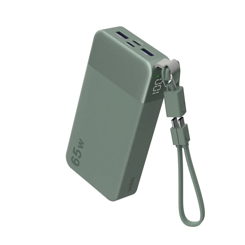 NOBIS Portable Charger 20000mAh 65W Power Bank w/Detachable Cable