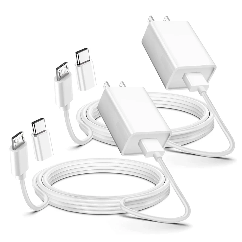 2 Pack Micro USB Charging Power Cable USB Type C Cord 9V for SimpliSafe Indoor Camera, Blink Mini Camera, Arlo Pro Pro2,Q,GO, Es
