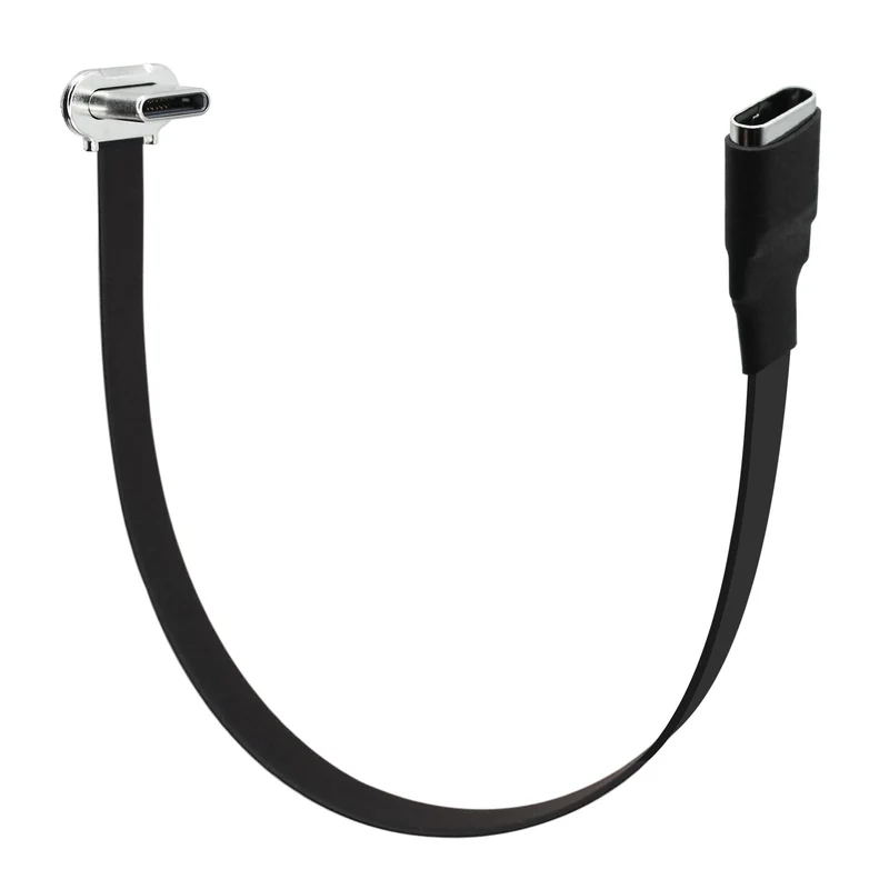 Xilaghy Right Angle USB C Flat Extension Cable 90 Degree USB C Male to Female Fast Charge Data Cord for Power Banks Phone(6.3in/