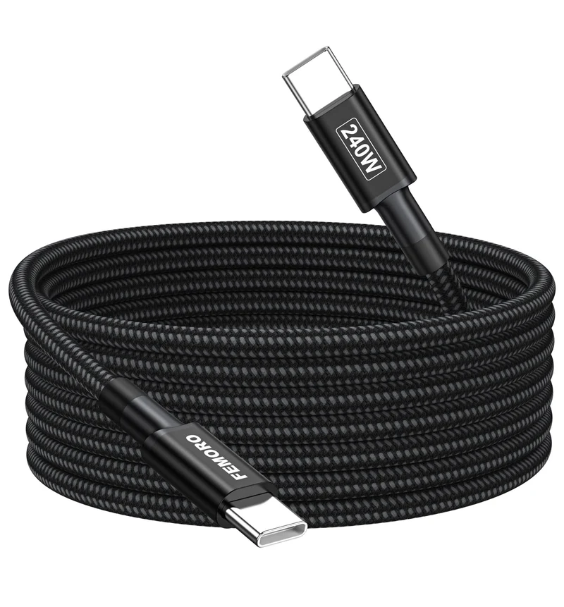 10 ft USB C Cable Fast Charging, 240 Watt Power Delivery USBC Cord, Black