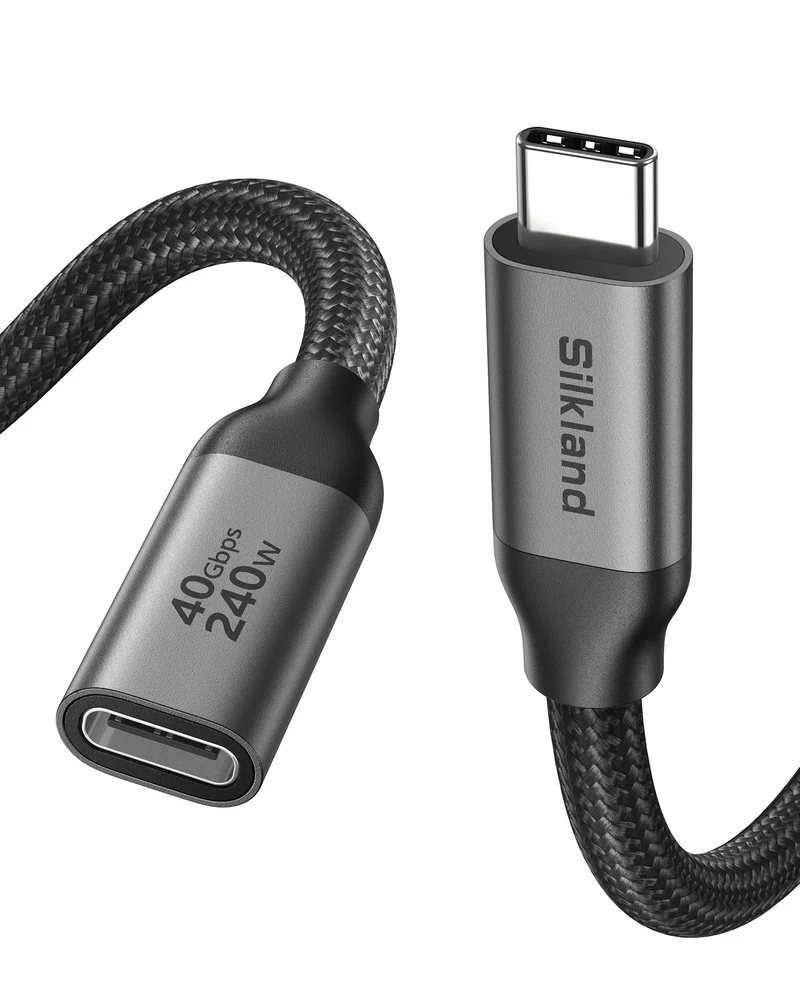 Silkland 40Gbps USB4 USB C Extension Cable 240W for Thunderbolt 4, 4 FT