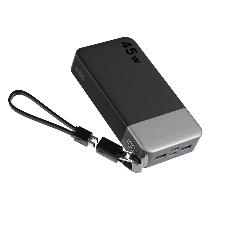NOBIS Portable Charger 20000mAh 45W Power Bank w/Detachable Cable