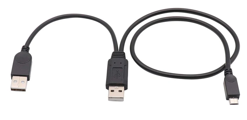 zdyCGTime USB 2.0 A Dual Power Micro Cable, USB 2.0 A Male to USB 2.0 A +Micro USB Male Y Adapter Charging Cable for Samsung, HT