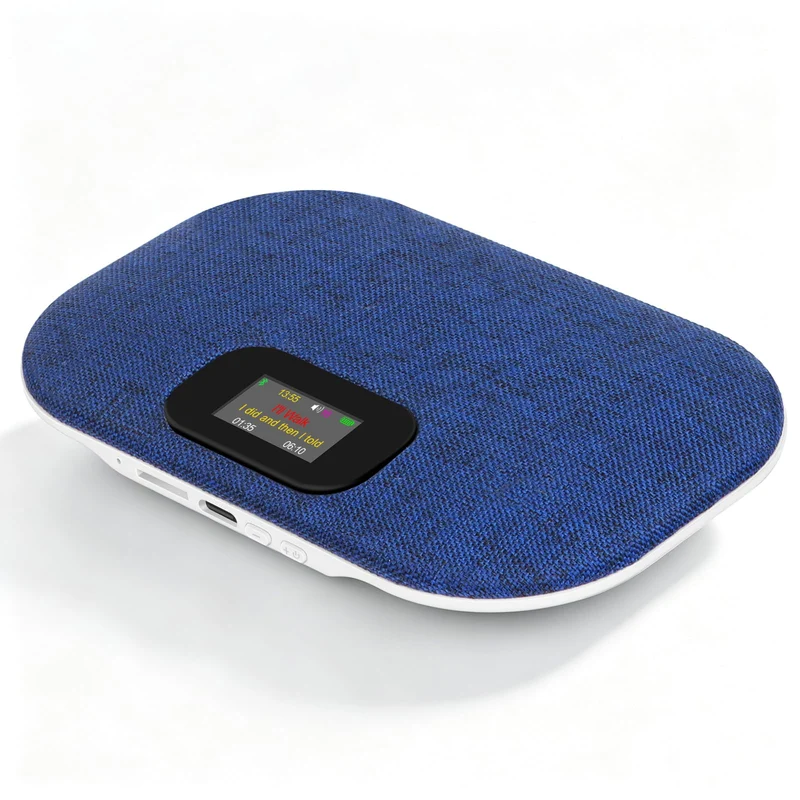Bluetooth Pillow Speaker with LED Display, Dual Bone Conduction,Blue