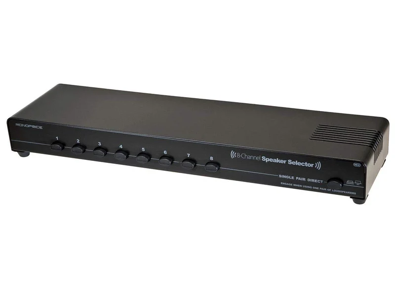 Monoprice 108230 8Channel Speaker Selector Black With Impedance Matching Protection, Up To 200 Watts Per Ch. Perfect for Home