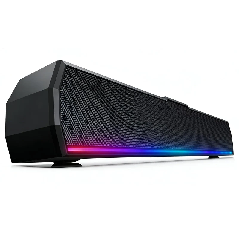 Kunodi USB Computer Speakers for Desktop PC, Stereo External Speakers with Dynamic Lights, Plug and Play, Easy Buttons, USB/USB