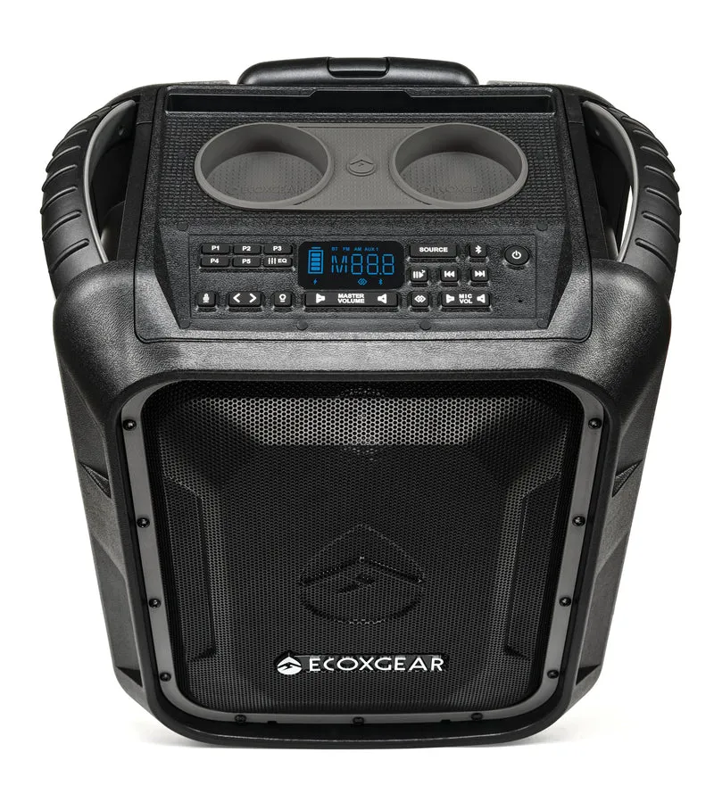 ECOXGEAR EcoBoulder+ GDIEXBLD810 Rugged Waterproof Floating Portable Bluetooth Wireless 100 Watt Speaker and PA System (Gray)