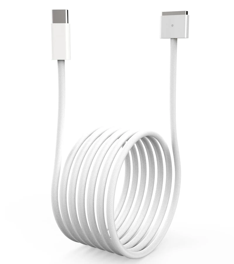 Aioum Magnetic 2 USBC Laptop Charging Cable, 6.6FT, 60W/20V/3A, SilverWhite Nylon Braided, for MacBook Air/Pro 20122017