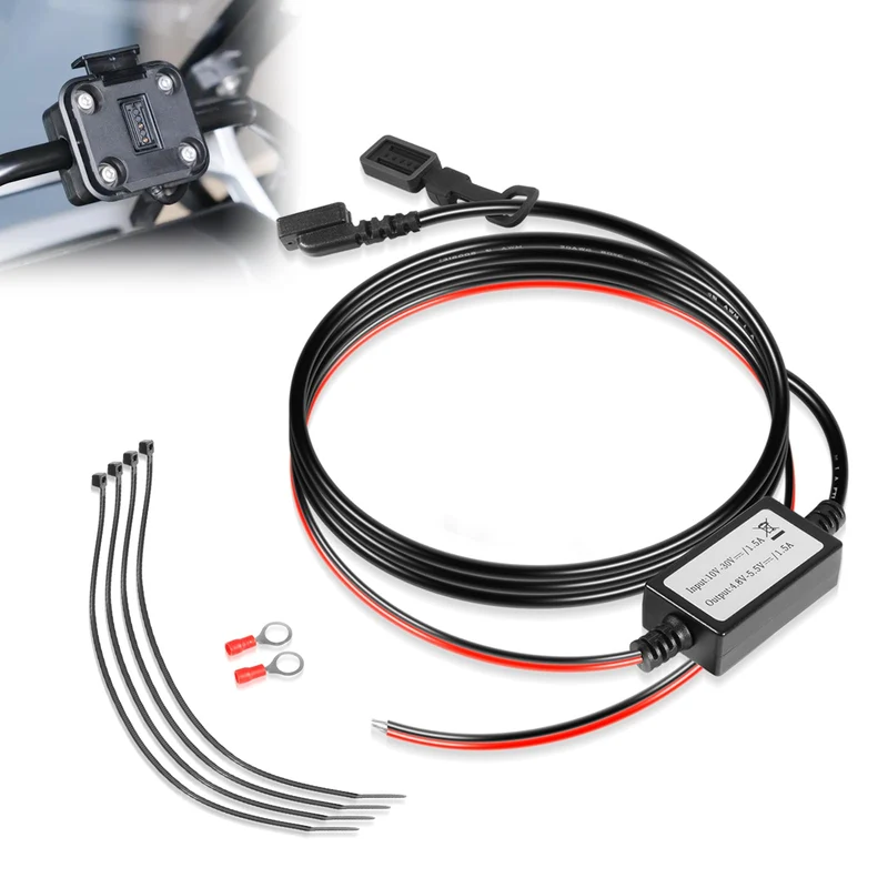0101295303 Motorcycle Power Cable for Garmin Tread and zumo XT Navigators, 1030V DC Direct Power Wiring Harness for Motorcycl
