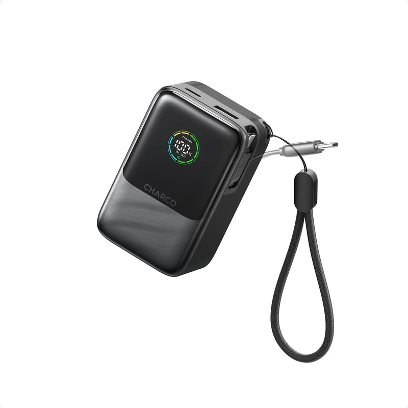 CHARCO Portable Charger Power Bank 10000mAh, 45W Retractable USBC Cable