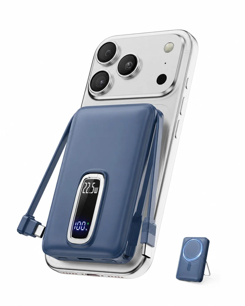 for MagSafe Power Bank iPhone,Portable Charger with Detachable USBC Cable