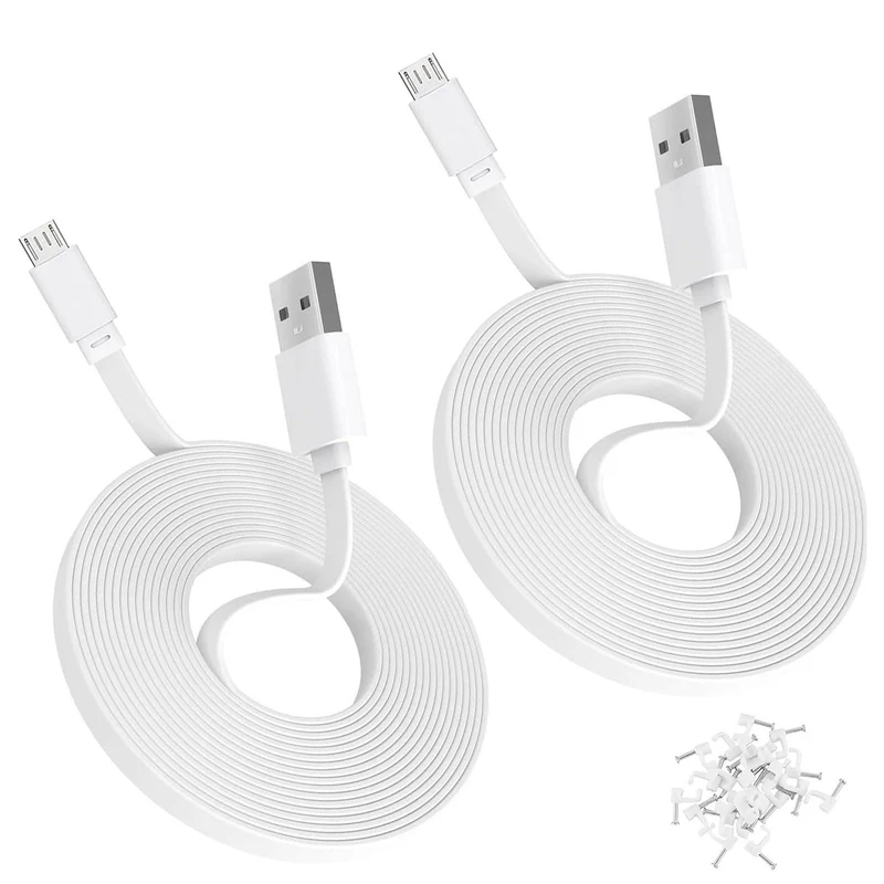 2Pack 20FT/6m Power Extension Cable Compatible with Simplisafe,Kasa Camera,Ring Indoor Cam(2nd Gen),Roku,PS4 Controller,VTech,Ba