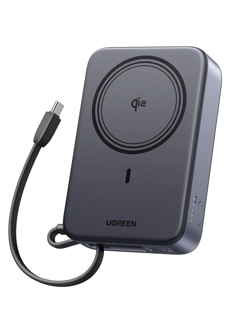 UGREEN 20000mAh Qi2 15W Power Bank, Builtin Cable PD 30W for iPhone 17