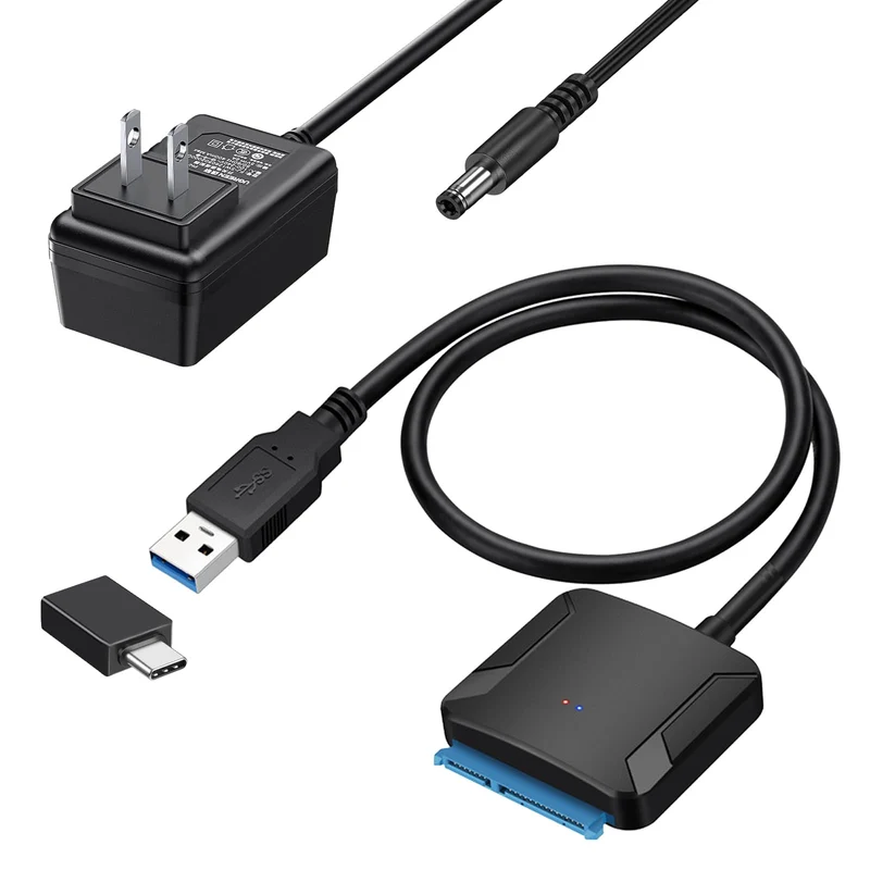 Garrulax SATA to USB 3.0 and USB C Adapter Cable for 3.5 2.5 Inch SSD/HDD Hard Drive Reader, External Converter for Data Transfe
