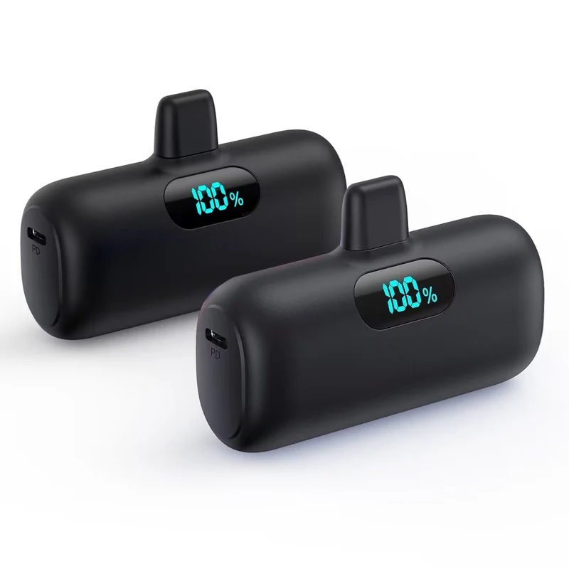 Feob [2 Pack] Small Portable Charger for iPhone14/13, 5500mAh PD Fast Charging Power Bank, LCD Display Mini Battery Pack Compati