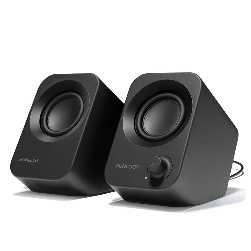 FUNLOGY Speaker Plus 14W Stereo PC Speakers, Dual Amplifiers & DSP Tuned, USBC Powered, 3.5mm AUX, Compact Desktop Speakers w
