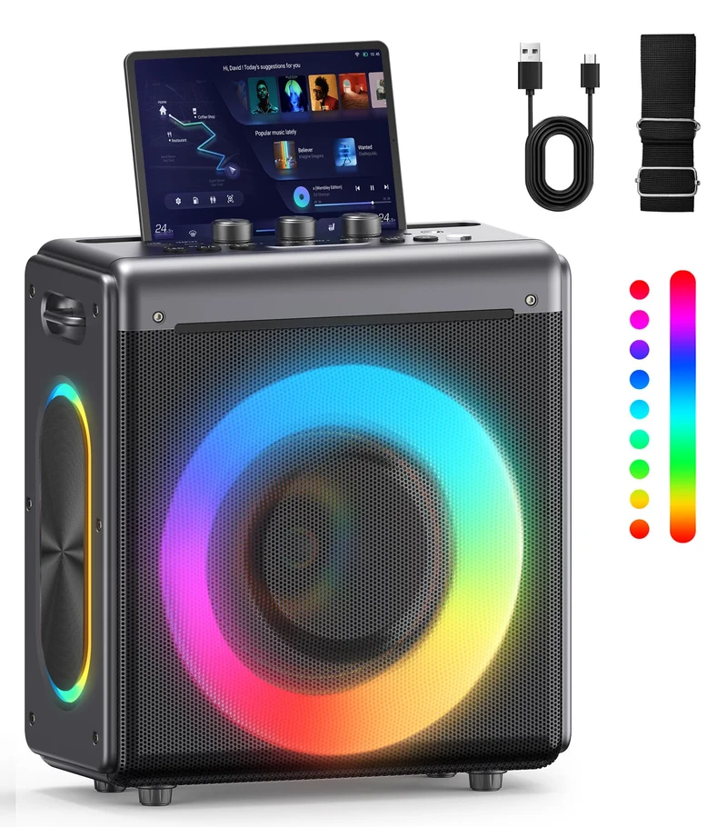 VERKB Portable Bluetooth Speaker 2 Wireless Rechargeable Mics,Party Speaker