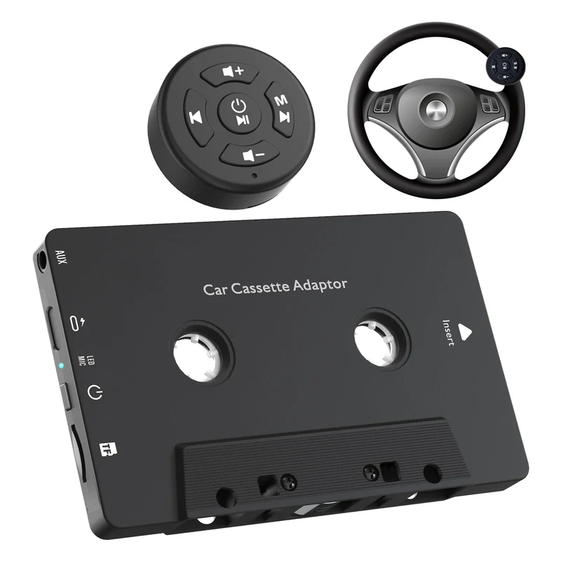 Car Audio Bluetooth 5.1 Cassette Receiver, Cassette Bluetooth Adapter for Car Tape Player, Wireless Cassette Aux Adapter with Ha