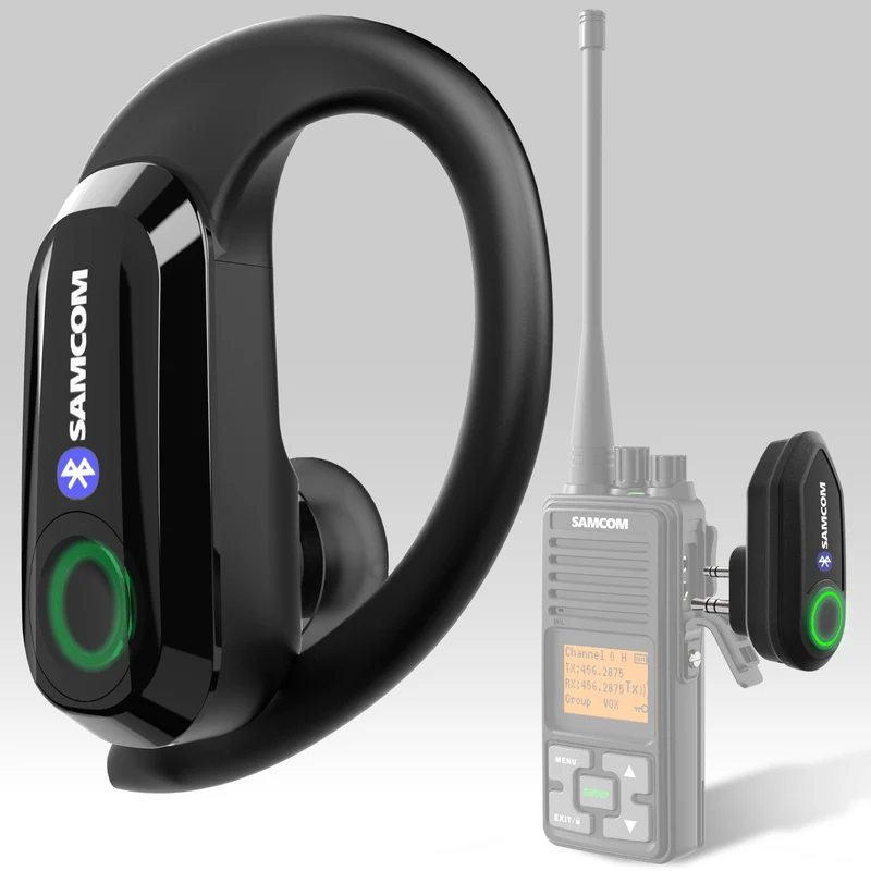 SAMCOM X7 Bluetooth Earpiece for Walkie Talkies Phone, 2 Pin K Plug Dongle