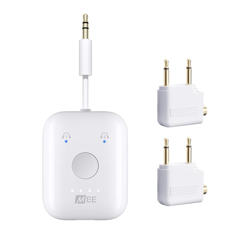 MEE audio Connect Air inFlight Bluetooth Wireless Audio Transmitter with 2Pack Airplane Adapter, for up to 2 AirPods/Other Hea