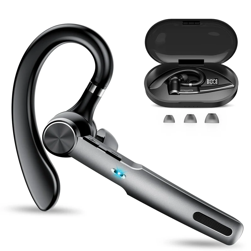 Bluetooth Headset, 2026 Wireless Bluetooth 5.3 Earpiece, 60 Hours SingleEar Headset with Mute Button, Dual Noise Cancelling Mic