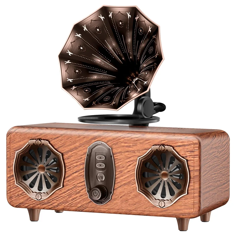 Retro Bluetooth Speaker,FM RadioVintage Speaker Bass with USB TF AUX Player