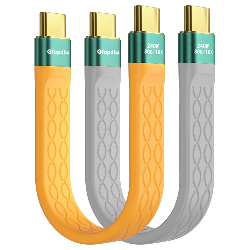 Short USB C Thunderbolt 5 Cable Compatible 5.2 inch 2 Pack, 80Gbps, 120Gbps Bandwidth, 240W PD, 8K@165Hz, 4K@540Hz for Thunderbo