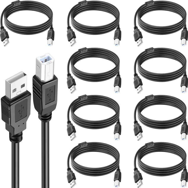 Spofit 10 Pack USB Printer Cable, 6FT USB A to B, HighSpeed Printer Cord Compatible with Hp, Canon, Brother, Samsung, Dell, Eps