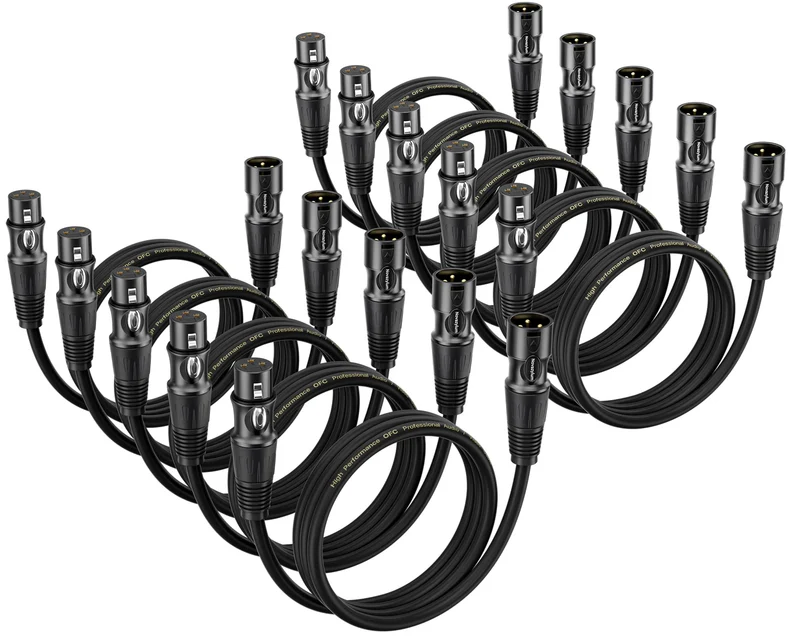 XLR Cables 1.5 Ft 10 Packs Male to Female Microphone Cable Mic Cable