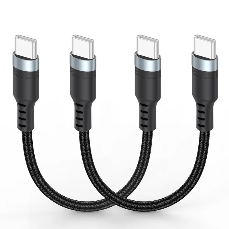 Short USB C to USB C Cable 3 inch 2Pack, 60W PD Fast Charging TypeC Cord