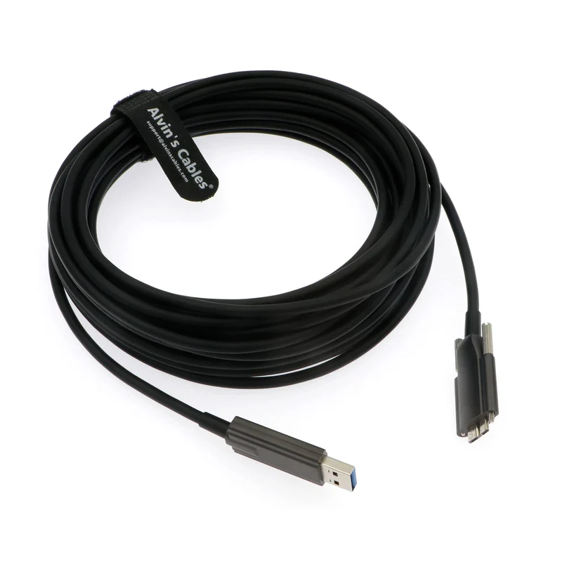Alvins Cables USB 3.0 to MicroB FiberOptics DataCable for Basler ACE Camera MicroB LockingScrews to TypeA ShieldedCable f