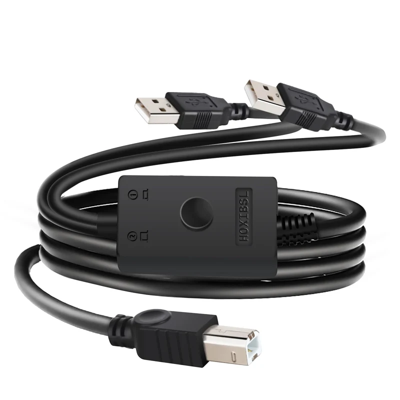 14.7FT Printer Cable Splitter 2 in 1 Out,Printers Cable with Toggle Switch