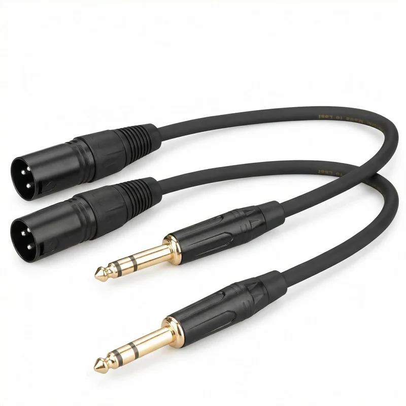 Rhinovo 2Pack 1/4 Inch TRS to XLR Male Cable (1ft), Balanced 6.35mm to XLR Male Short Audio Patch Cable for Studio Monitors & M