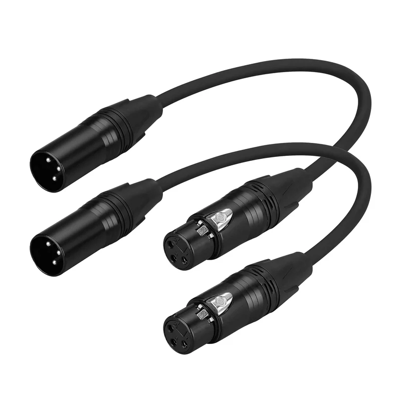 Rhinovo 2Pack Short XLR Cable 1 ft (30cm), Male to Female 3Pin Balanced Microphone Cable, XLR to XLR Audio Patch/Extension Cor