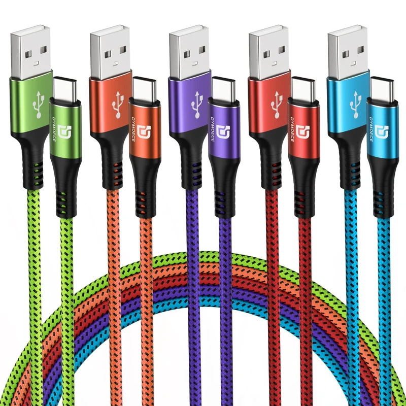 D Dymoece USB C Cable 5 Pack 10ft USB Type C to A Cord Fast Charging