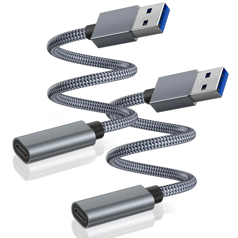 Basesailor USB 3.0 to USB C Adapter 0.75FT 2Pack,USBC Female to USB A Male
