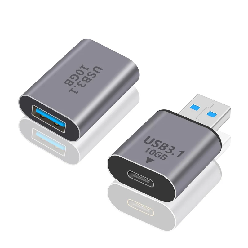Duttek 10Gbps USB C to USB A Male Adapter and USB C Female to USB A Female Adapter (USB 3.1 Type C Gen2), BiDirectional Support