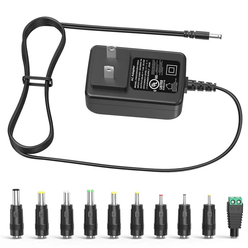 29.4V 1A 0.5A Charger with 10 DC Jacks PERFEIDY UL Listed Power Cord