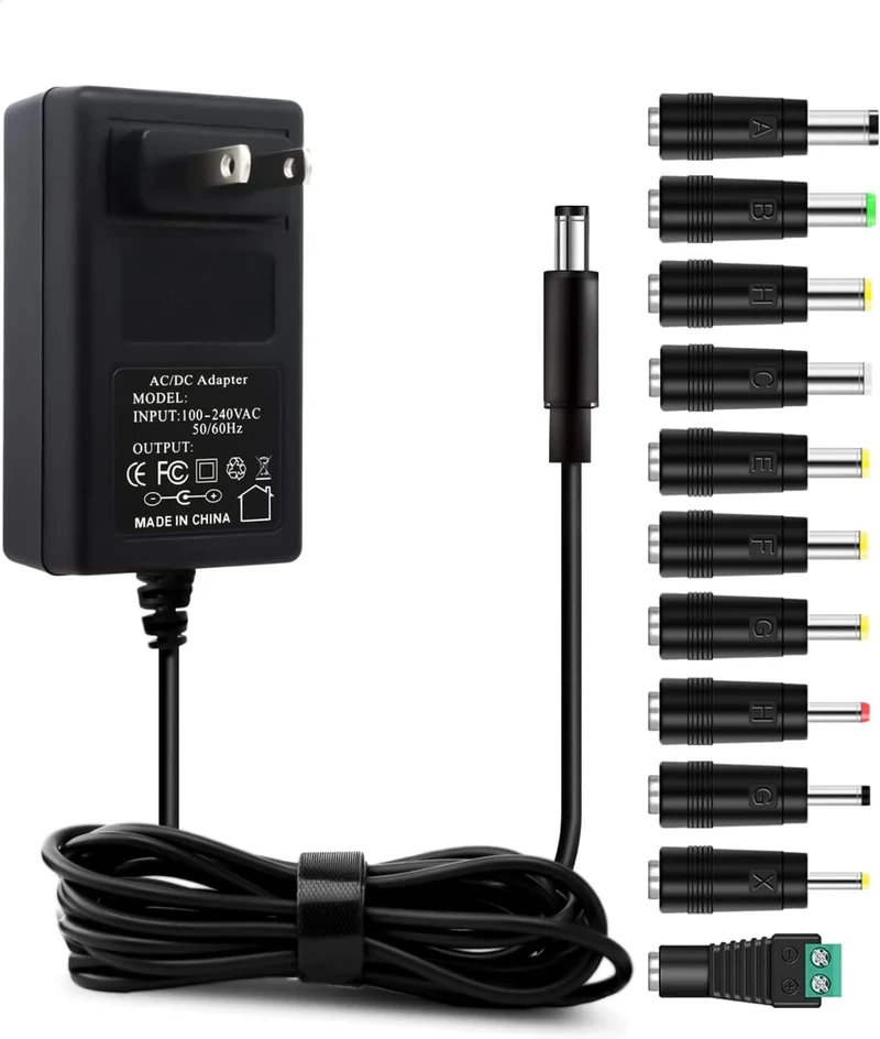 12V 3A AC Adapter Power Supply Charger [12 Volts 3 Amps Regulated Switching Power] with 11 Interchangeable DC Plug for 500mA 600