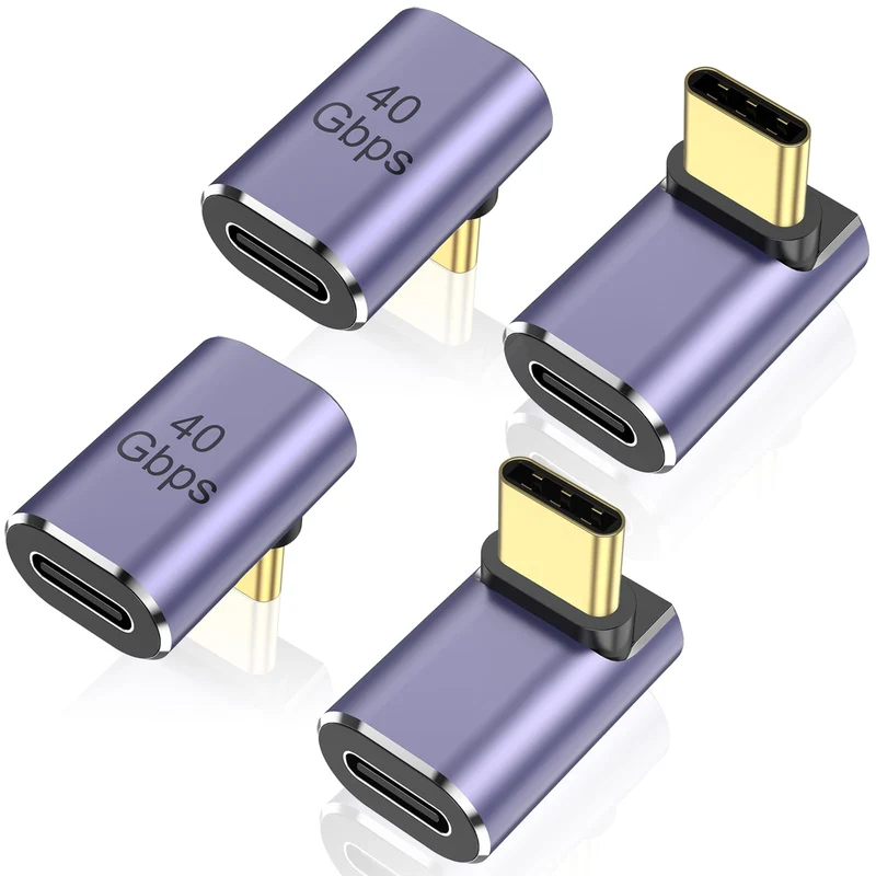 Vanjua 4 Pack 90 Degree USBC Male to Female Adapter, Right Angle 100W TypeC Adapter Extender for Steam Deck, ROG Ally, Switch