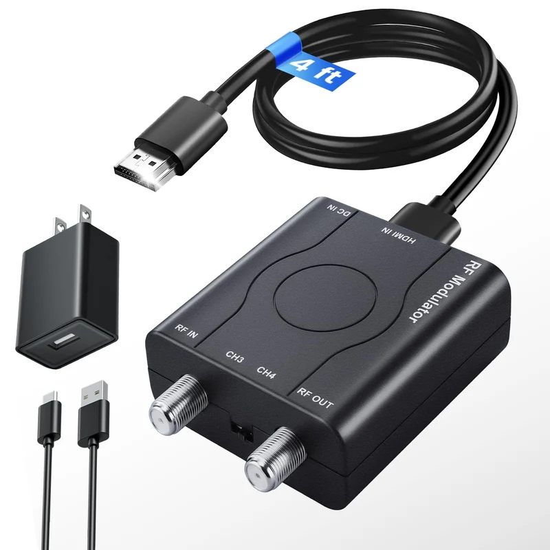 kurtmark HDMI to RF Modulator for TV with HDMI Cable and Power Adapter