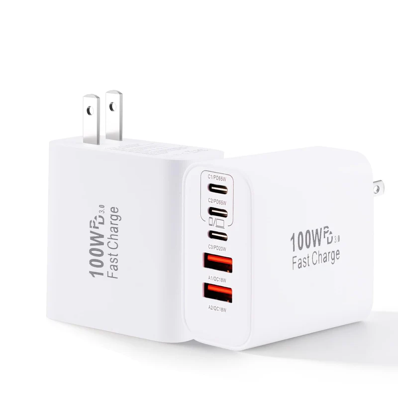 Super Fast USB C Charger Block,100W 5Port USB C Phone Charger Power Adapter Plug,2Pack Multiport Type C Wall Charger Cubes for