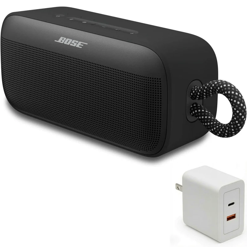 Bose SoundLink Plus Portable Bluetooth Speaker Bundle with Fast Charger, Wireless Outdoor Speaker, Up to 20 Hours Battery Life,
