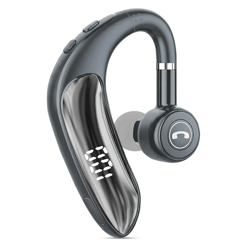 Bluetooth Headset V5.4, 23H Talk Time Wireless Headphone Cell Phone Earpiece with LED Display, Handsfree Single Earbud with Mic