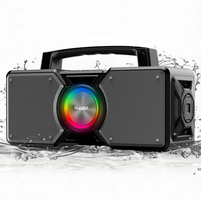 Hupoaf Speakers Bluetooth Wireless,160W Max Loud Bass Outdoor Speaker, IPX7 Waterproof, Boombox Sound, All Day Battery, Wireless